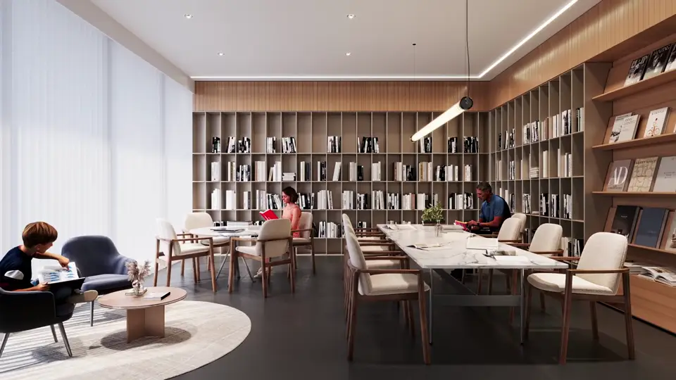 Library with reading tables